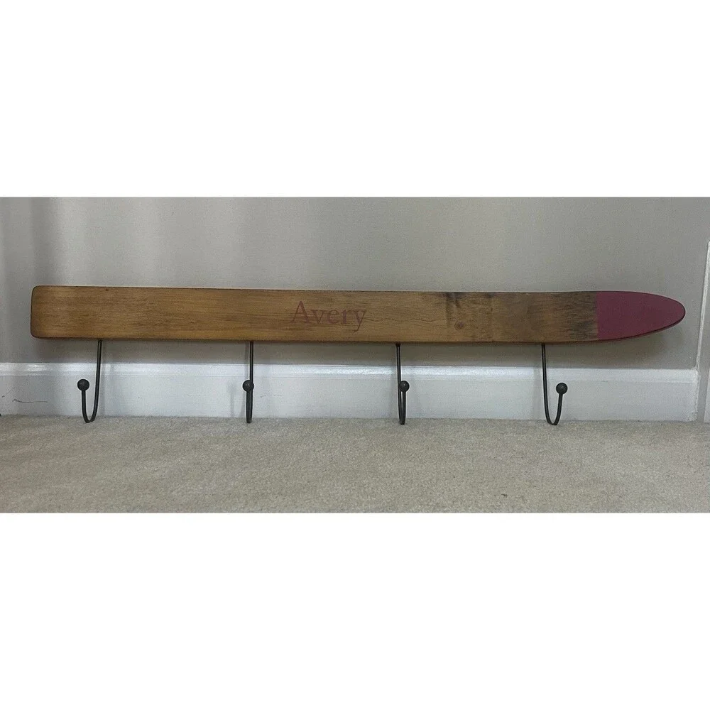 Pottery Barn Custom “AVERY” Ski Wall Mount Coat Hook Rack Ski Cabin Vibe
